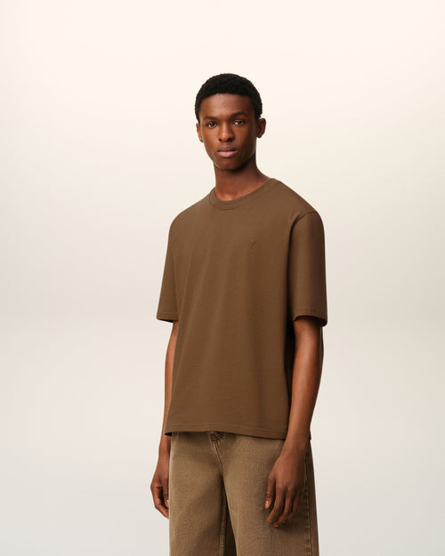 Brown Cotton Ami De Coeur T-shirt - 6 - Ami Paris