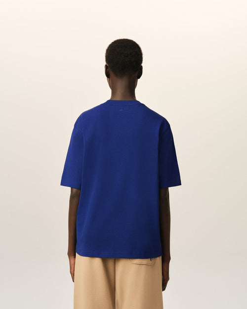 T-shirt bleu en coton Ami de Coeur embossé - Femme - 11 - AMI Paris - Ami Paris