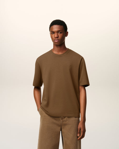 Brown Cotton Ami De Coeur T-shirt - 2 - Ami Paris