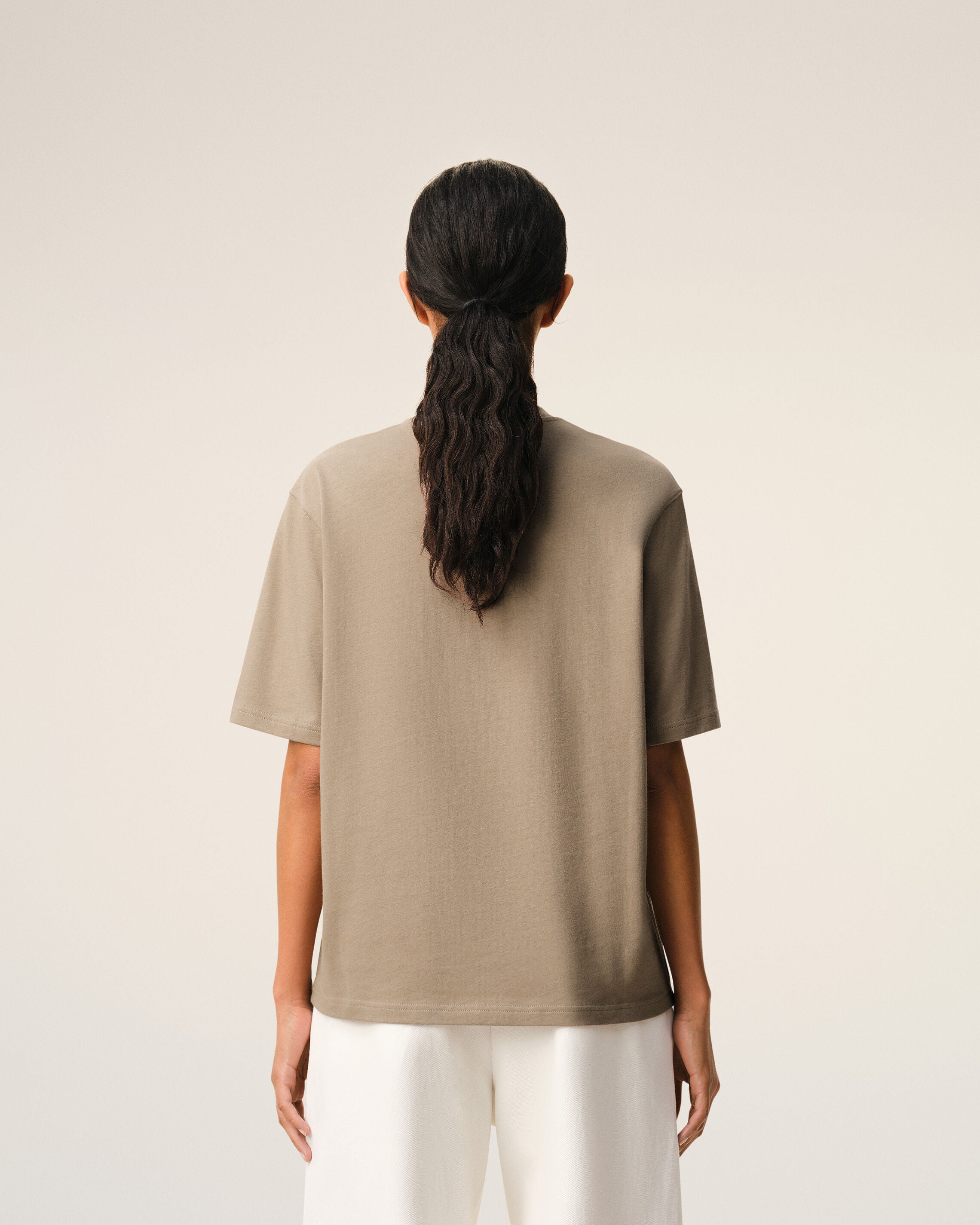 Beige Cotton Embossed Ami De Coeur T-shirt - 11