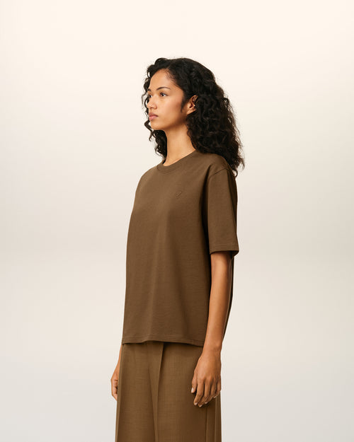 Brown Cotton Ami De Coeur T-shirt - 12 - Ami Paris