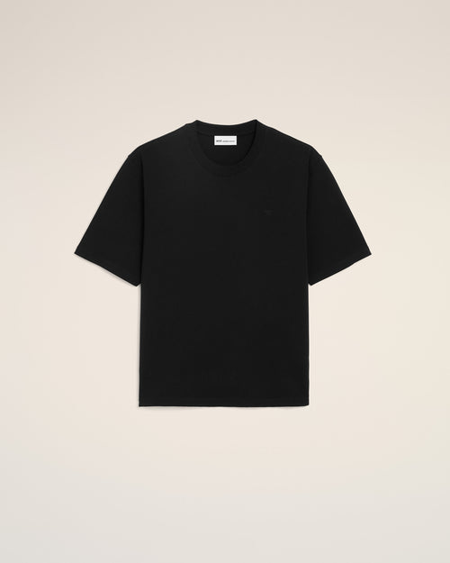 ブラック コットン Ami de Coeur エンボス Tシャツ - 1 - Ami Paris