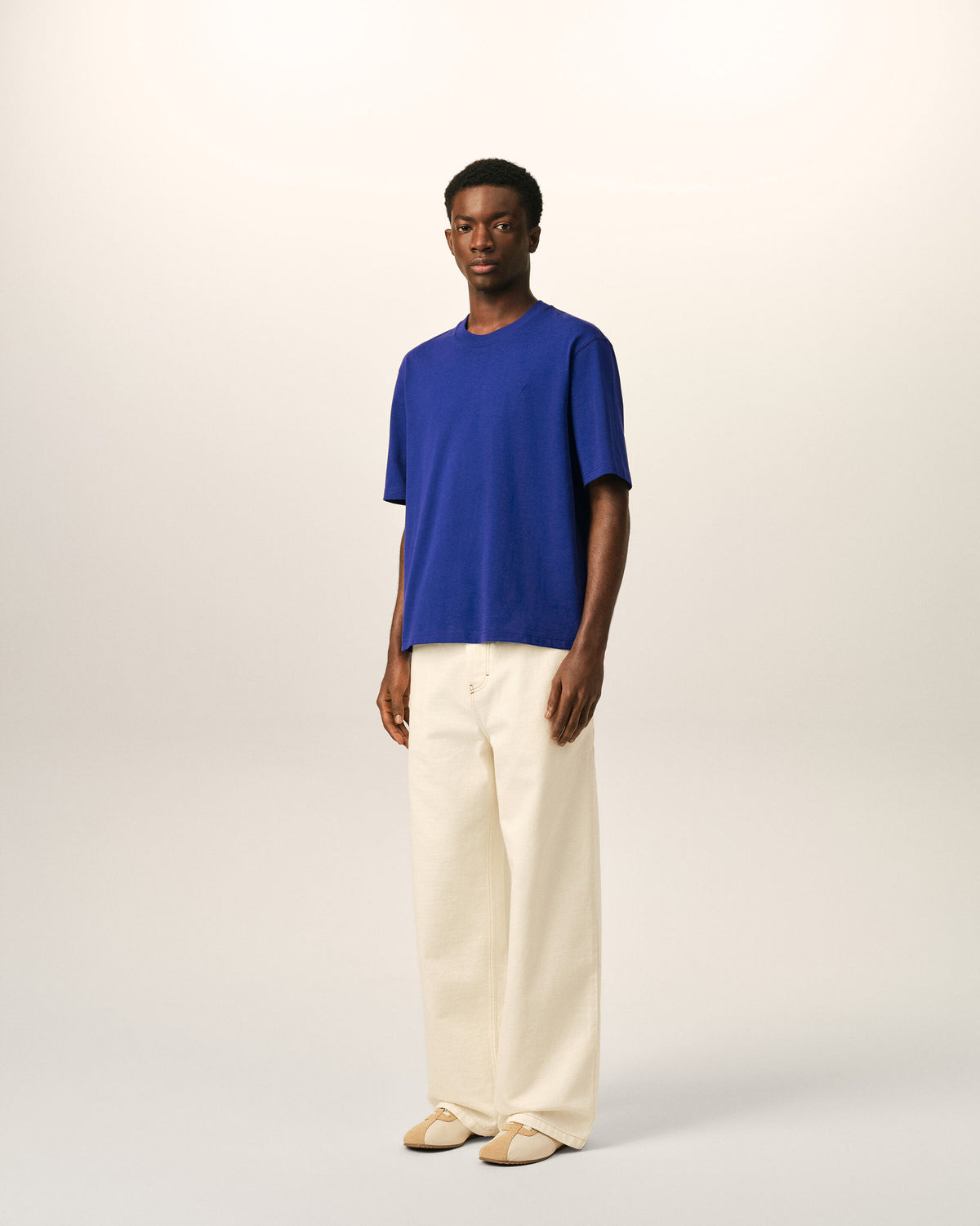 Blue cotton t-shirt with embossed Ami de Coeur - 6