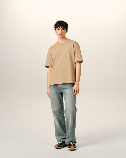 Camiseta Ami de Cœur de algodón beige con relieve - Hombre - 3 - AMI Paris - Ami Paris