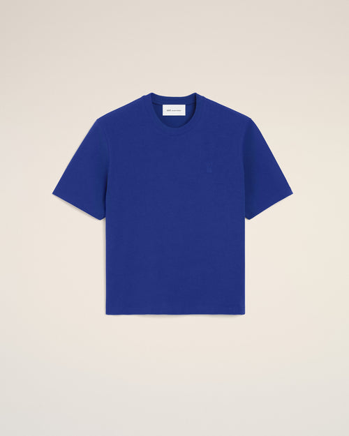 T-shirt bleu en coton Ami de Coeur embossé - Femme - 7 - AMI Paris - Ami Paris
