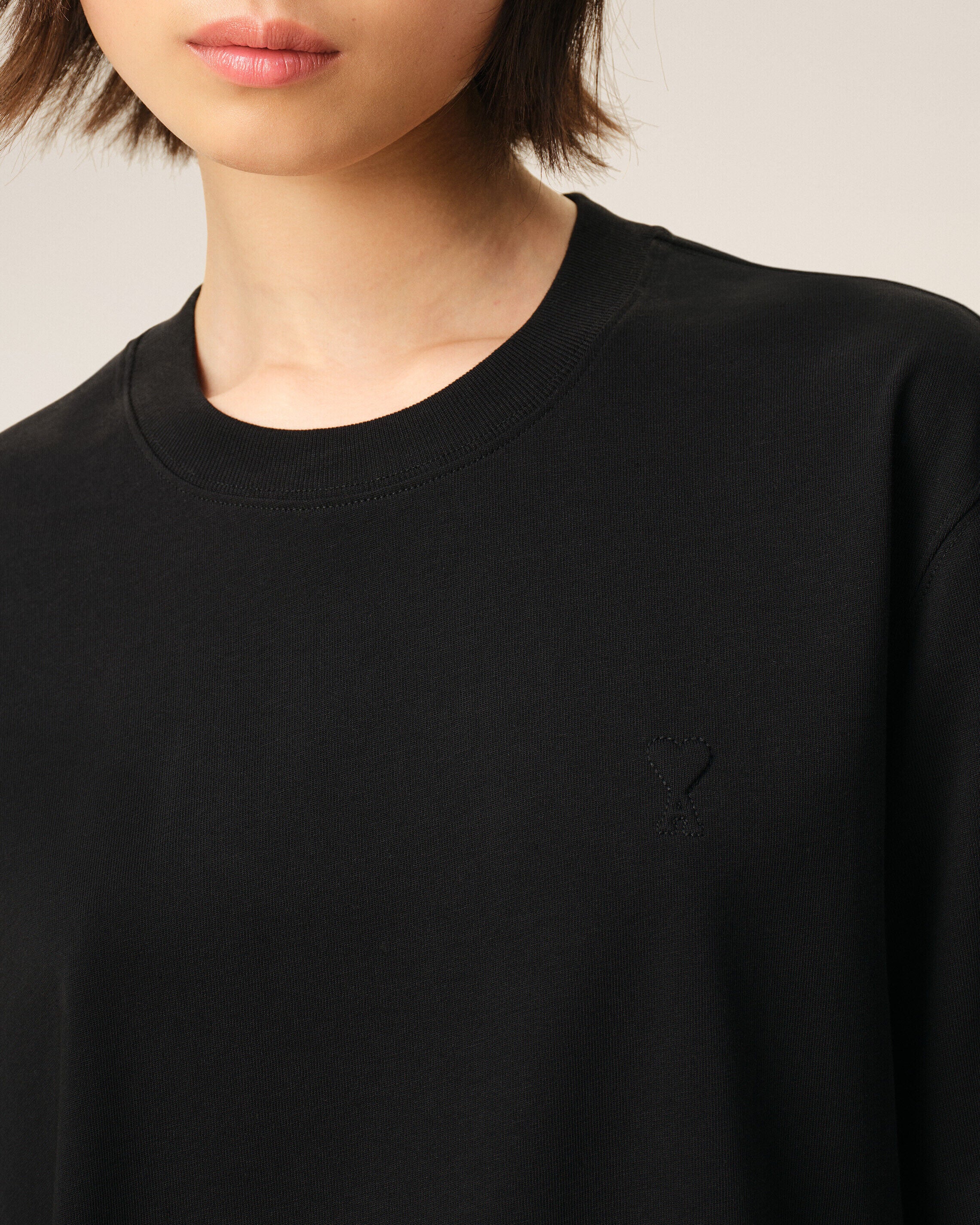 Ami de Coeur T-Shirt aus schwarzer Baumwolle mit Prägung - 10