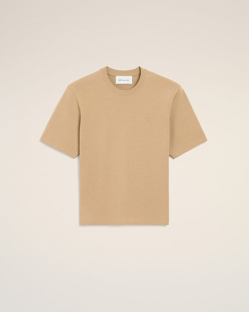 T-shirt beige en coton Ami de Coeur embossé - BEIGE MASTIC - Ami Paris