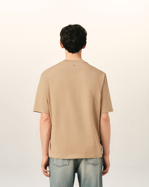Camiseta Ami de Cœur de algodón beige con relieve - Hombre - 5 - AMI Paris - Ami Paris