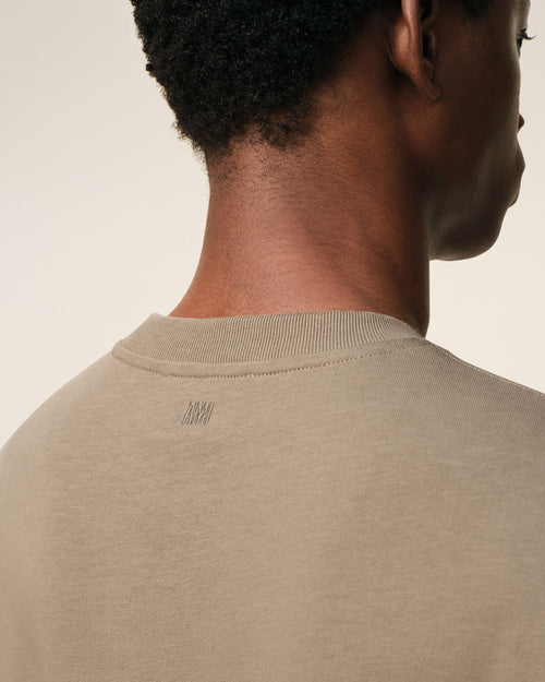 Beige Cotton Embossed Ami De Coeur T-shirt - 4 - Ami Paris