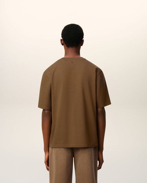 Brown Cotton Ami De Coeur T-shirt - 5 - Ami Paris