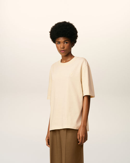 White Cotton Ami De Coeur T-shirt - Woman - 12 - AMI Paris - Ami Paris