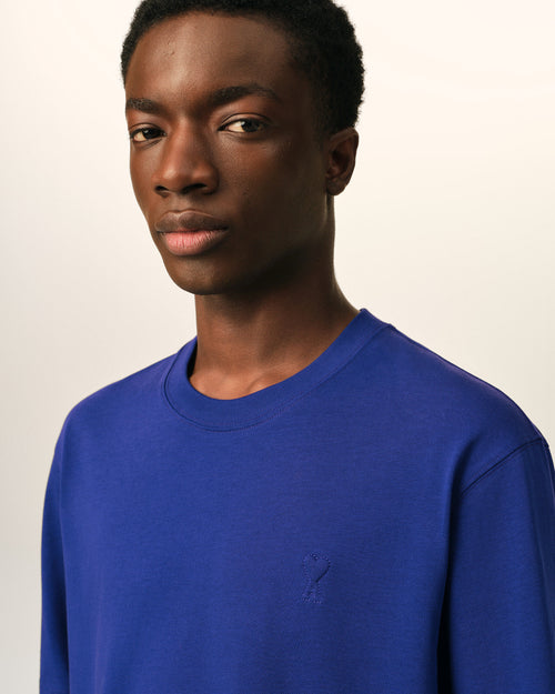 T-shirt bleu en coton Ami de Coeur embossé - Homme - 4 - AMI Paris - Ami Paris