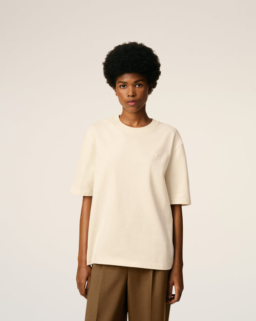 White Cotton Ami De Coeur T-shirt - Woman - 9 - AMI Paris - Ami Paris