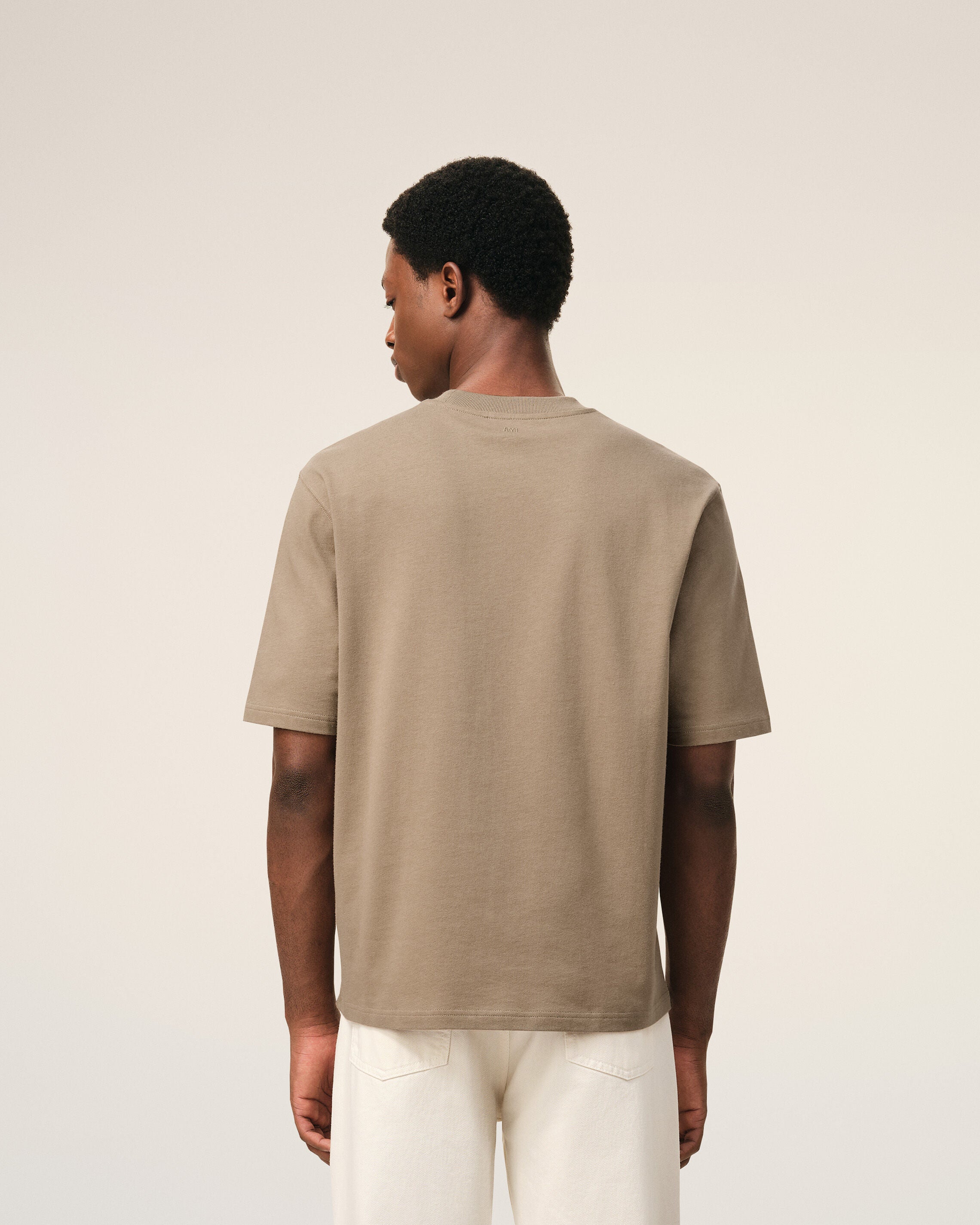 Beige Cotton Embossed Ami De Coeur T-shirt - 5