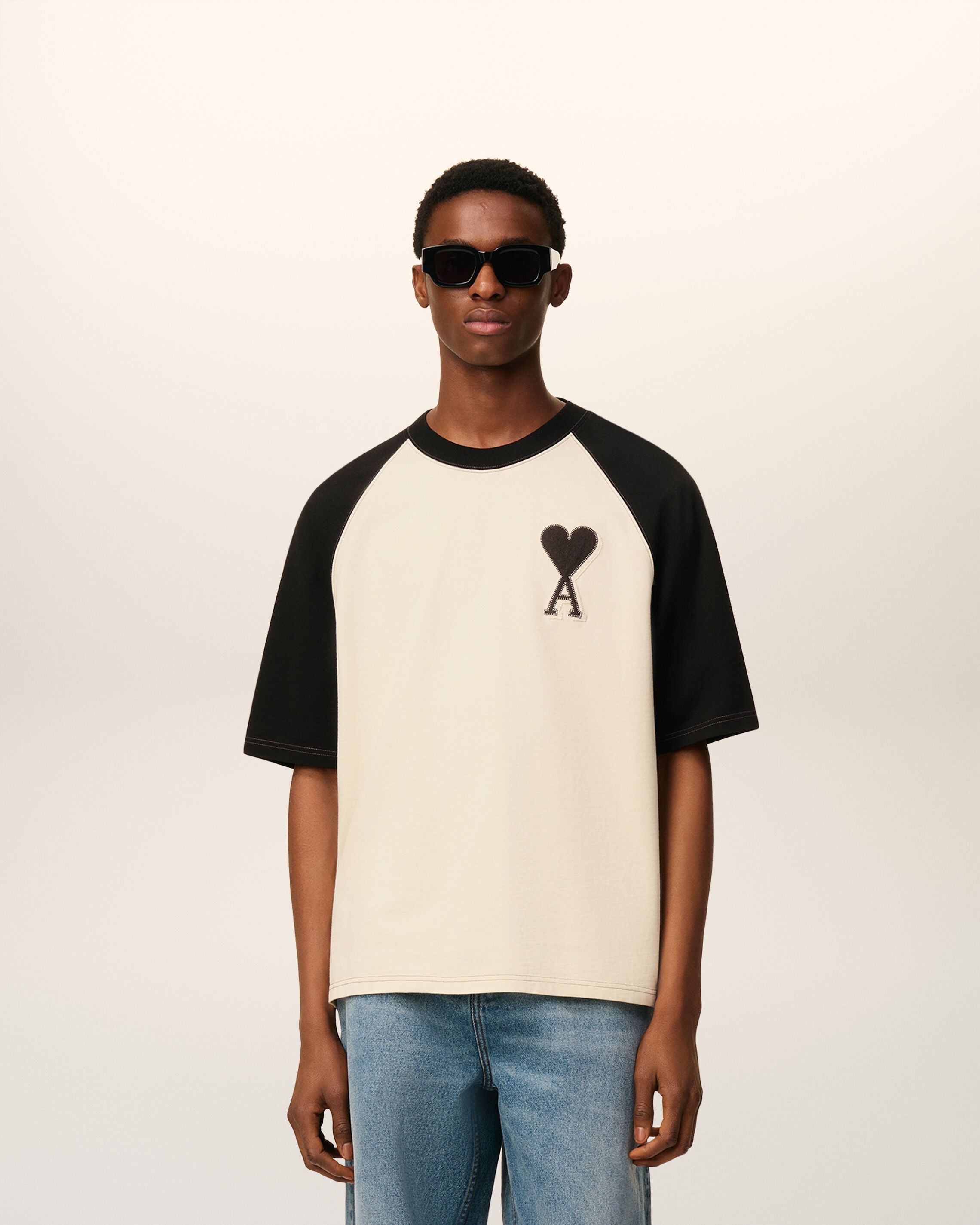 ホワイト コットン Ami de Coeur ショートスリーブ Tシャツ アイボリー