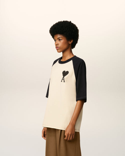 White Cotton Short Sleeves Ami De Coeur T-shirt - 12 - Ami Paris