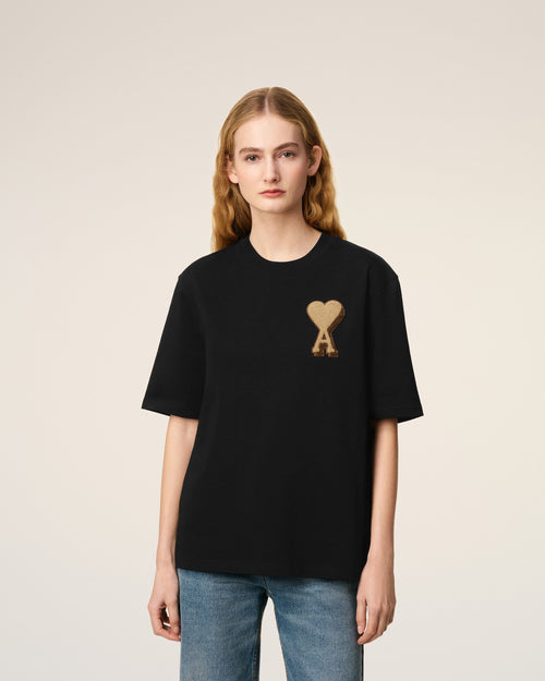 Black Cotton Ami De Coeur T-shirt - 9 - Ami Paris