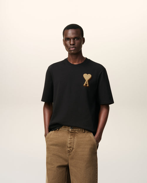 T-shirt Noir Ami De Coeur En Coton - 2 - Ami Paris