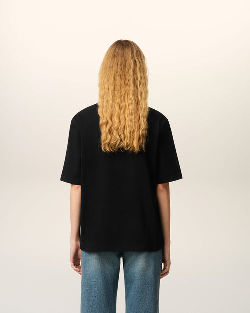 Black Cotton Ami De Coeur T-shirt - 12 - Ami Paris