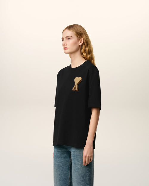 Black Cotton Ami De Coeur T-shirt - 11 - Ami Paris