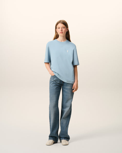                             Blue Cotton Ami De Coeur T-shirt  - 3                         - Ami Paris