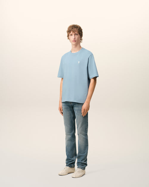 Blue Cotton Ami De Coeur T-shirt  - 6 - Ami Paris
