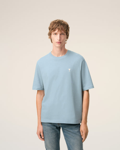 Blue Cotton Ami De Coeur T-shirt  - 3 - Ami Paris