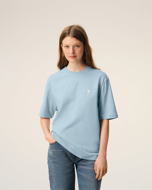 Blue Cotton Ami De Coeur T-shirt  - 9 - Ami Paris
