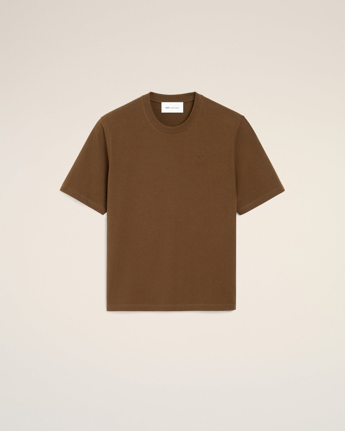 Brown cotton t-shirt with embossed Ami de Coeur - 1
