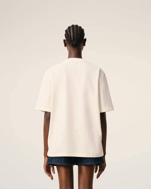 White Cotton Ami De Coeur Embossed T-shirt - 11 - Ami Paris