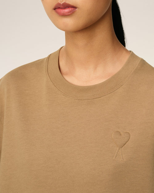 Brown Cotton Ami De Coeur Cosy Fit T-shirt - 10 - Ami Paris