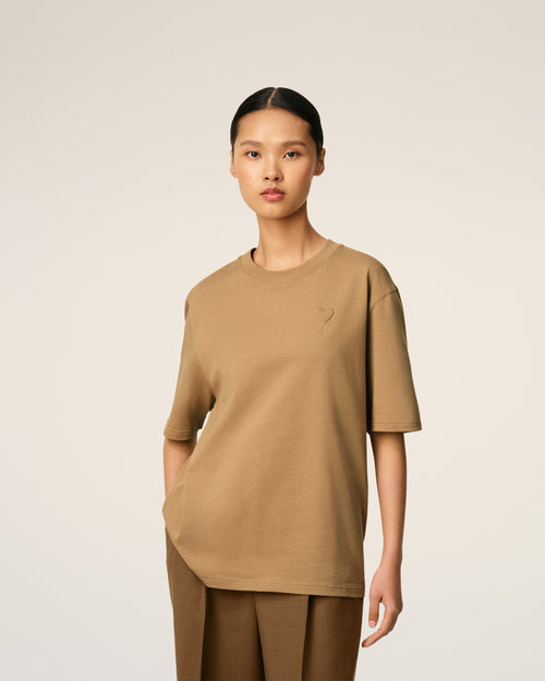 Brown Cotton Ami De Coeur Cosy Fit T-shirt - 9 - Ami Paris