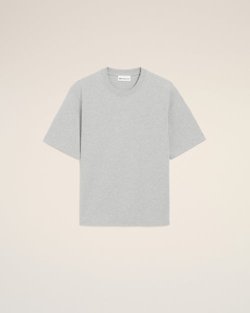                                     Grey Cotton Ami De Coeur Embossed T-shirt - 3                                 - Ami Paris