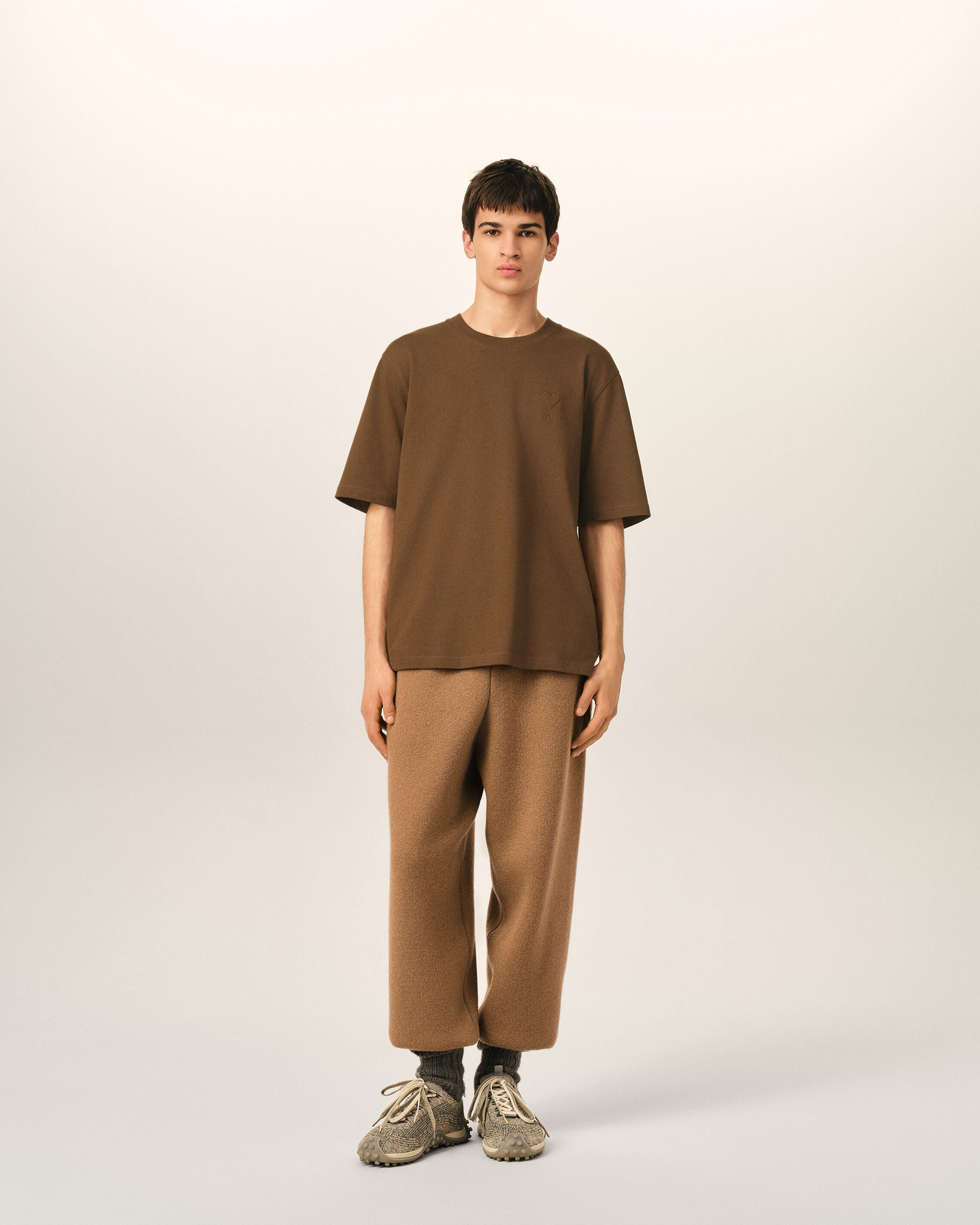 Brown cotton t-shirt with embossed Ami de Coeur - 3