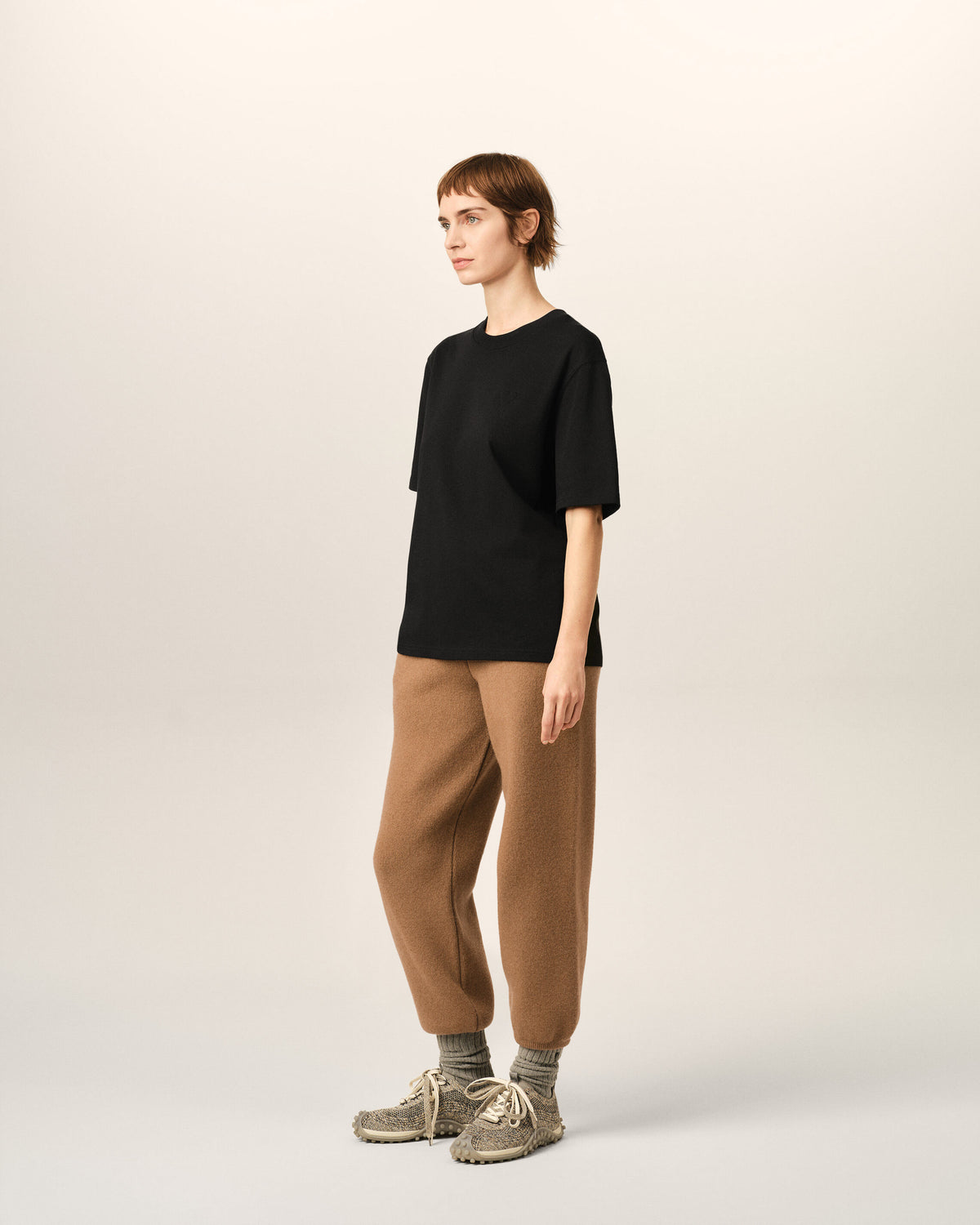 Camiseta negra de algodón Ami de Cœur en relieve - 12