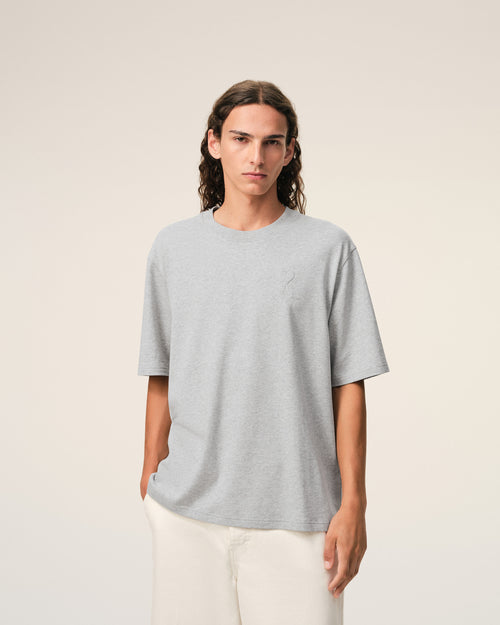 Grey Cotton Ami De Coeur Embossed T-shirt - Man - 3 - AMI Paris - Ami Paris