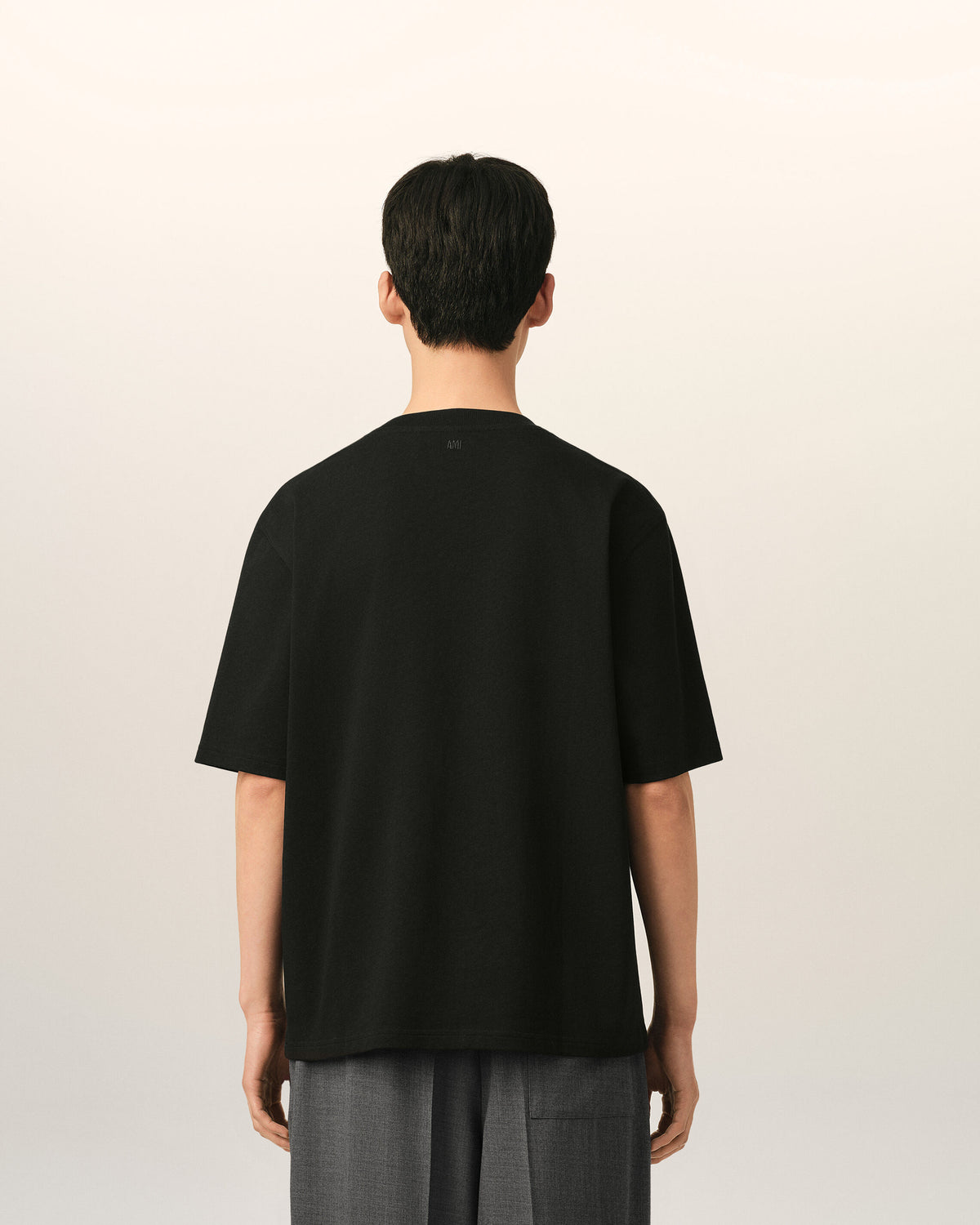 Camiseta negra de algodón Ami de Cœur en relieve - 5