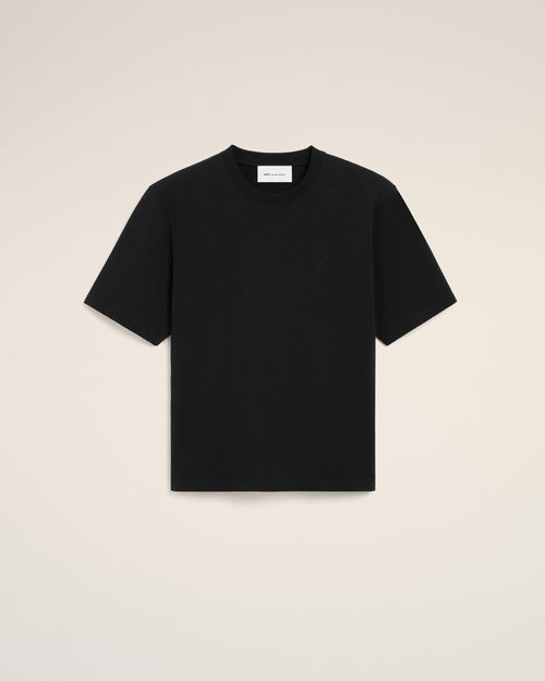 Camiseta negra de algodón Ami de Cœur en relieve - NEGRO - Ami Paris
