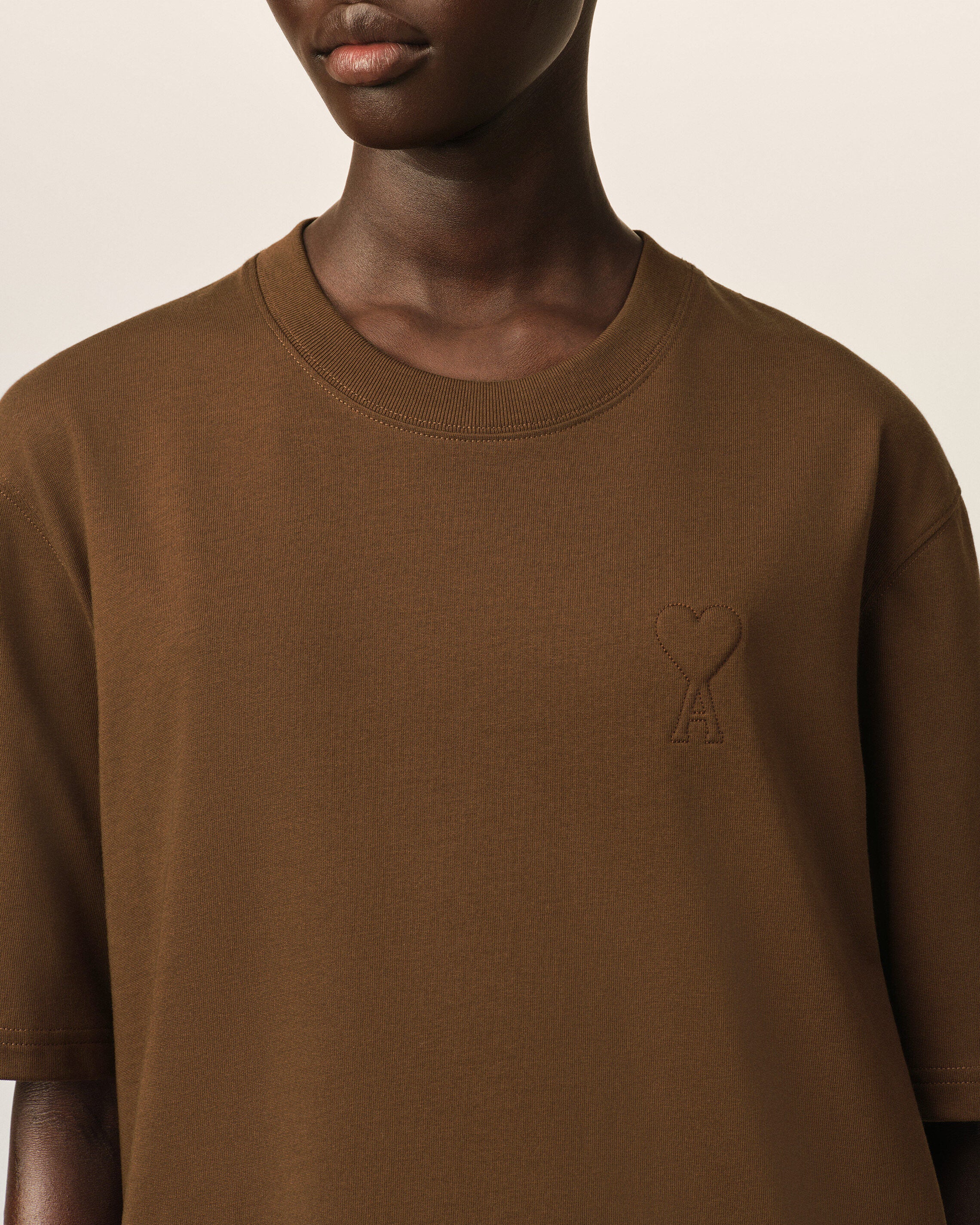 Brown cotton t-shirt with embossed Ami de Coeur - 10