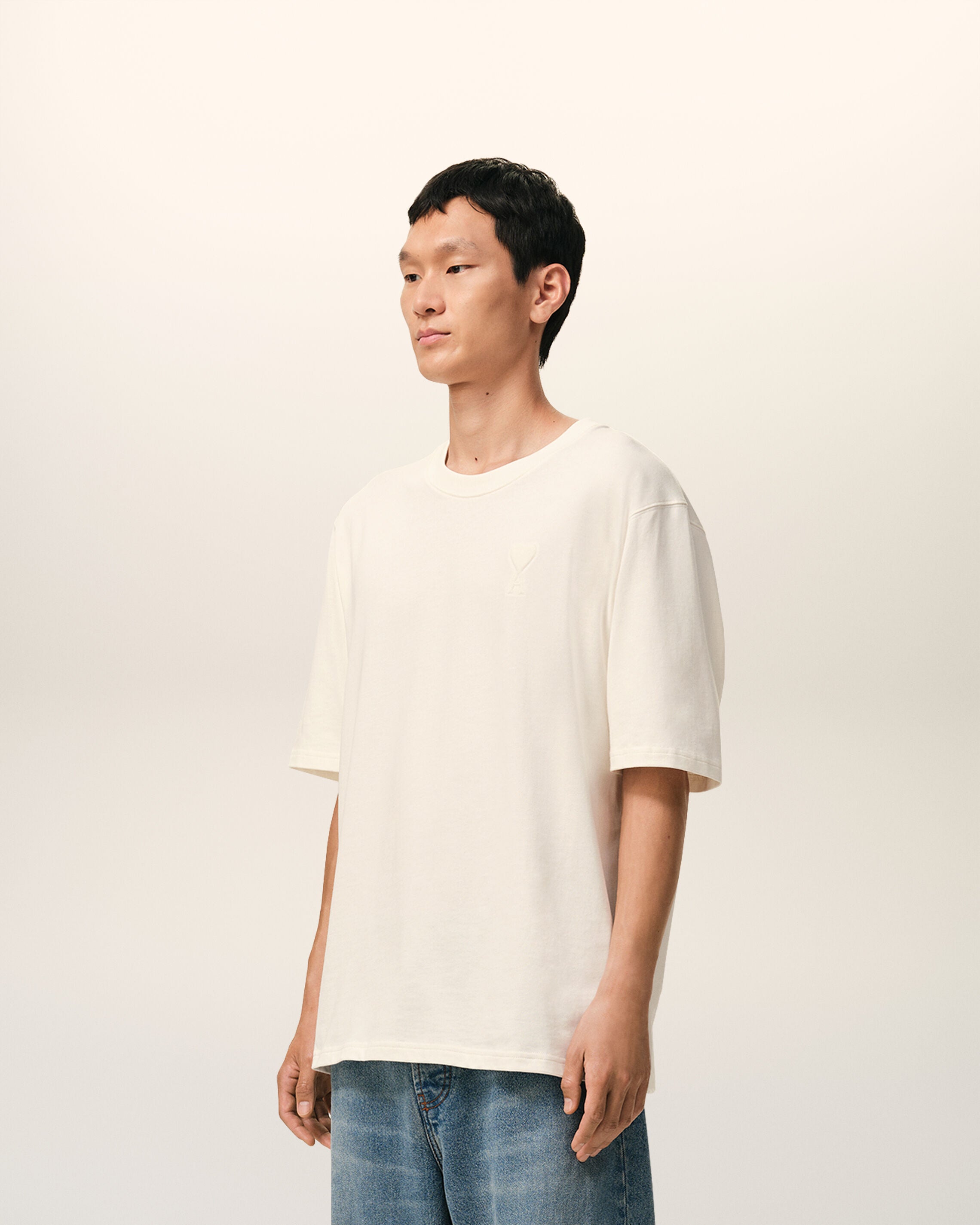 ホワイト コットン Ami De Coeur エンボス Tシャツ ホワイトクリーム
