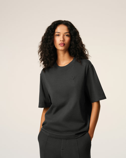 Black Cotton Ami De Coeur Cosy Fit T-shirt - 9 - Ami Paris