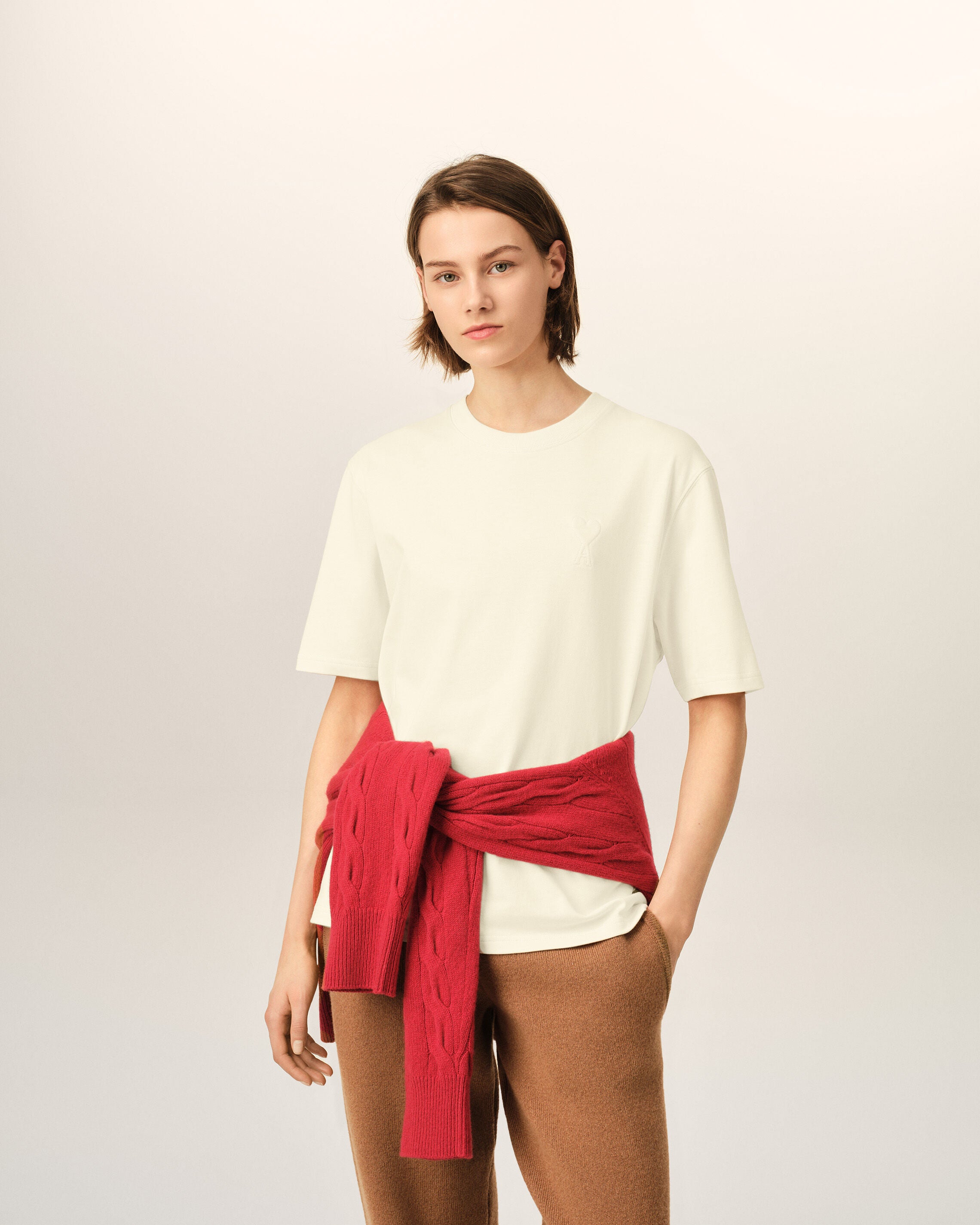 Camiseta blanca de algodón Ami de Cœur en relieve - 8