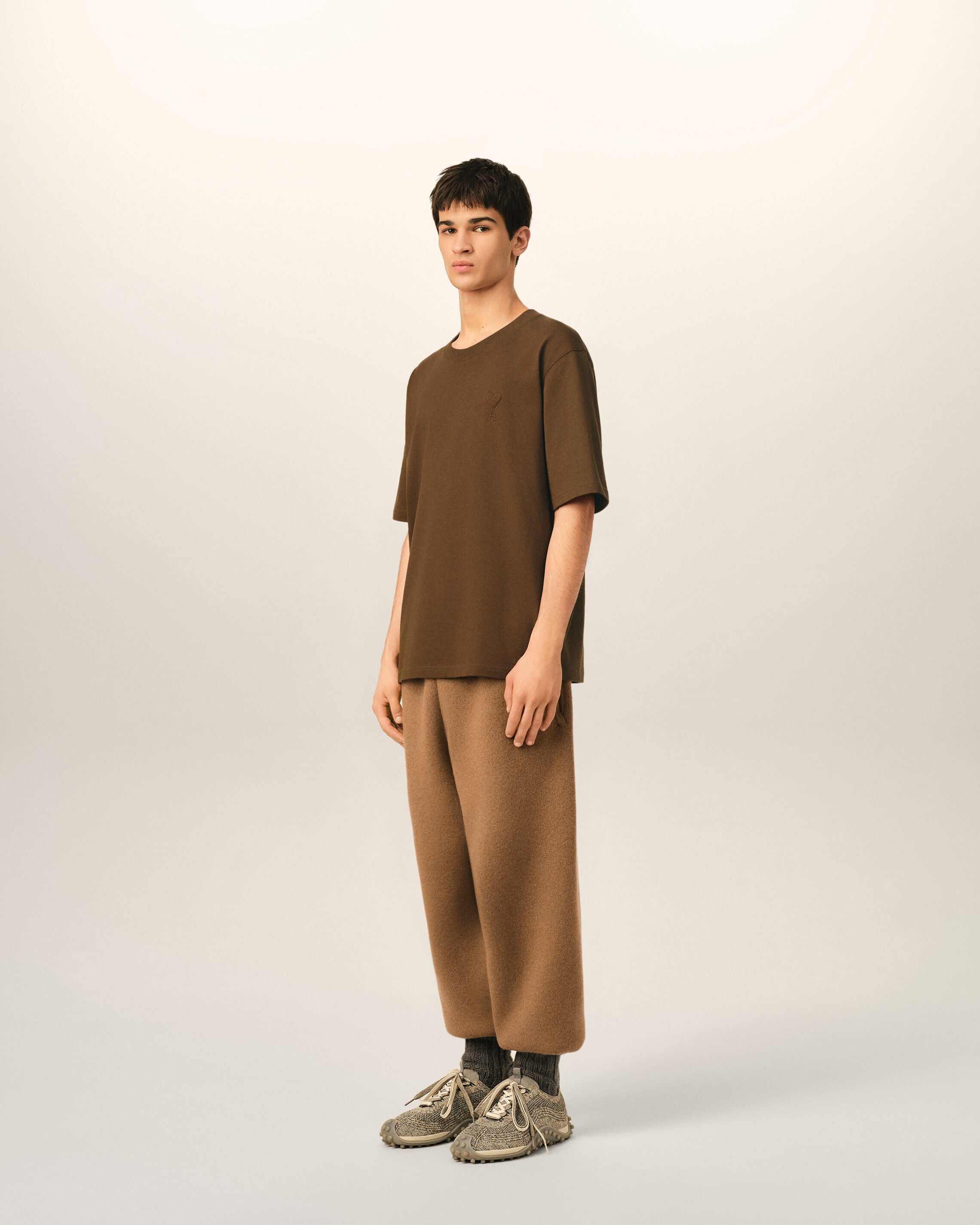 Brown cotton t-shirt with embossed Ami de Coeur - 6