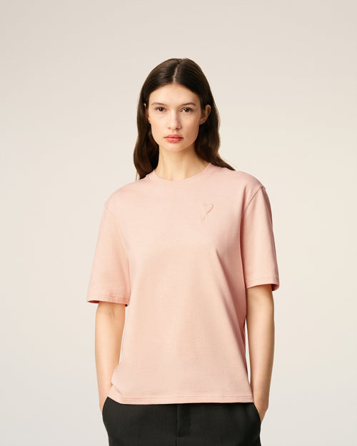 Pink Cotton Ami De Coeur Cosy Fit T-shirt - 10 - Ami Paris