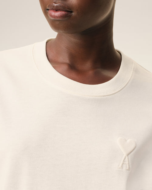 T-shirt Blanc Ami De Coeur Embossé en Coton - Femme - 10 - AMI Paris - Ami Paris