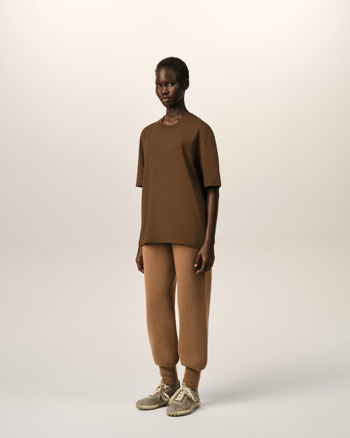 Brown cotton t-shirt with embossed Ami de Coeur - Woman - 12 - AMI Paris - Ami Paris