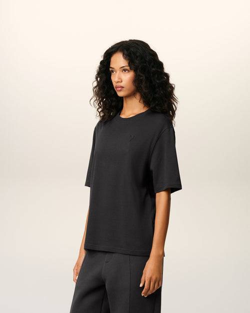 Black Cotton Ami De Coeur Cosy Fit T-shirt - 12 - Ami Paris
