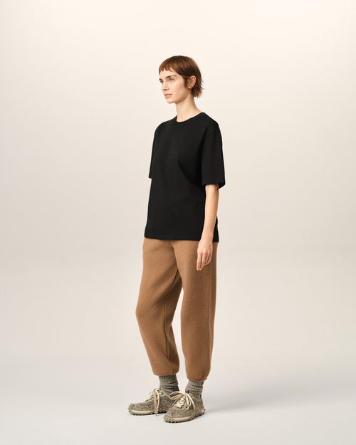 Camiseta negra de algodón Ami de Cœur en relieve - Mujer - 12 - AMI Paris - Ami Paris