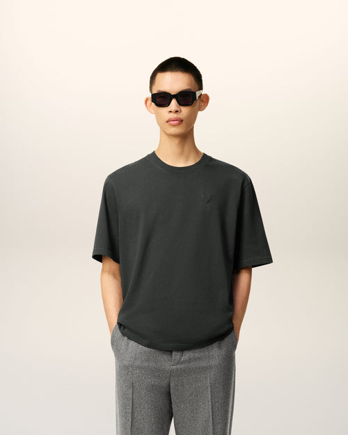 Black Cotton Ami De Coeur Cosy Fit T-shirt - 2 - Ami Paris