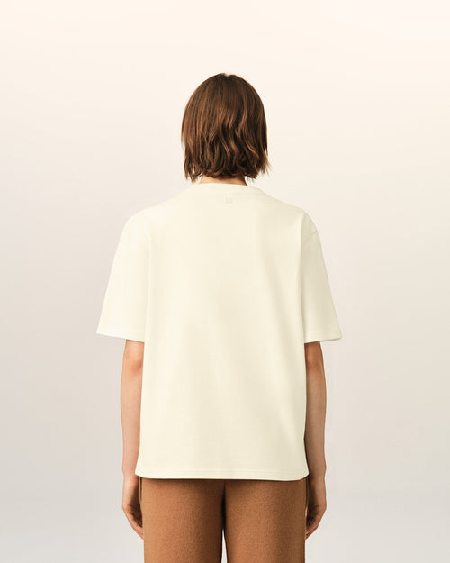 Camiseta blanca de algodón Ami de Cœur en relieve - Mujer - 11 - AMI Paris - Ami Paris